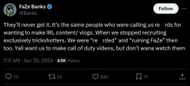 FaZe Banks' response (Image via X)
